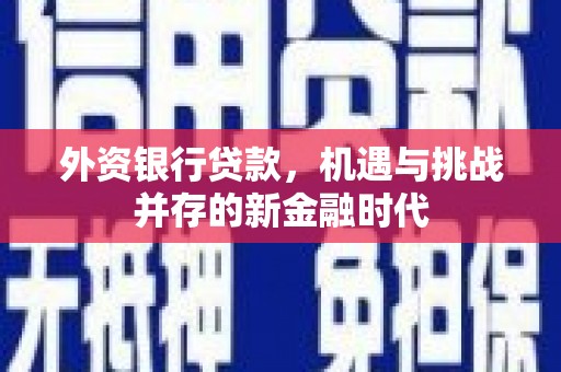 从江外资银行贷款，机遇与挑战并存的新金融时代