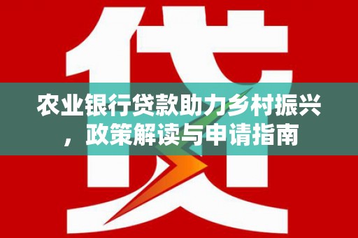 从江农业银行贷款助力乡村振兴，政策解读与申请指南