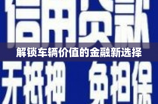 从江解锁车辆价值的金融新选择