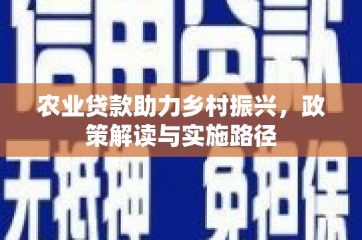 从江农业贷款助力乡村振兴，政策解读与实施路径