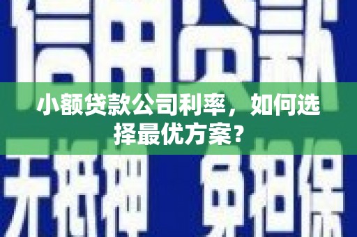 从江小额贷款公司利率，如何选择最优方案？
