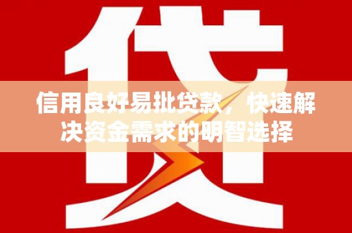 从江信用良好易批贷款，快速解决资金需求的明智选择